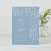 Boho Stofblauw Bloemachtige Bruiloft Kaart (Staand voorkant)