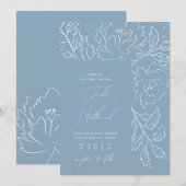 Boho Stofblauw Bloemachtige Bruiloft Kaart (Voorkant / Achterkant)