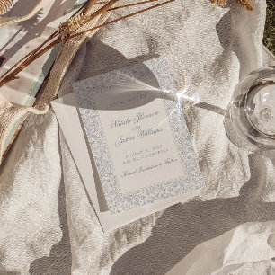 Boho Stofblauw Bloemig Prachtig Botanisch Huwelijk Save The Date