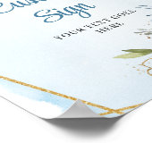 Boho Stofblauw Bloemstuk Aangepaste DIY Trouwtekst Poster (Hoek)