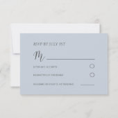 Boho Stofblauw Bloemstuk RSVP Trouw Kaartje (Achterkant)
