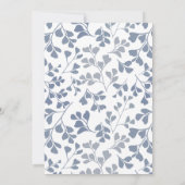 Boho Stofblauw Botanisch Blad Trouw Uitnodiging (Achterkant)