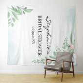 Boho Stofblauw Bruidsdouche Achtergrond Fotohokje Wandkleed (In Situ (horizontaal))