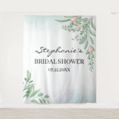 Boho Stofblauw Bruidsdouche Achtergrond Fotohokje Wandkleed (Voorkant)