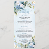 Boho Stofblauw Eucalyptus Bloemachtig Trouwmenu Menu (Voorkant)