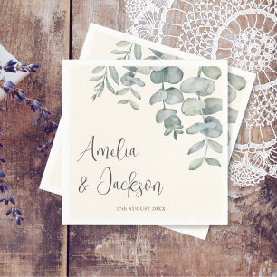 Boho Stofblauw Eucalyptus Bruiloft Servet