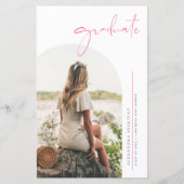 Boho Stofblauw Minimalistische Boog Foto Afstudere (Voorkant)