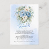 Boho Stofblauw Pioenrozen Witte Trouwdetails Kaart (Voorkant)
