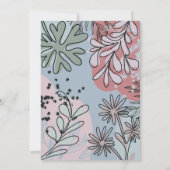 Boho Stofblauw Roze Bloemige Trouw Uitnodiging (Achterkant)