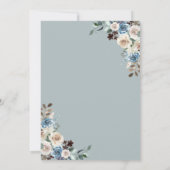 Boho Stofblauw Rustieke Bloemige Bewaar De Datum Save The Date (Achterkant)