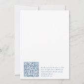 Boho Stofblauw Watercolor Bloem Bruiloft QR Code Kaart (Achterkant)
