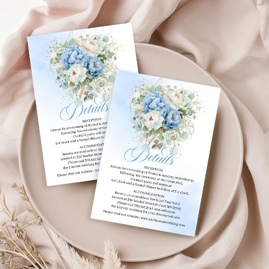 Boho Stofblauwe Bloemige Eucalyptus Details Kaart