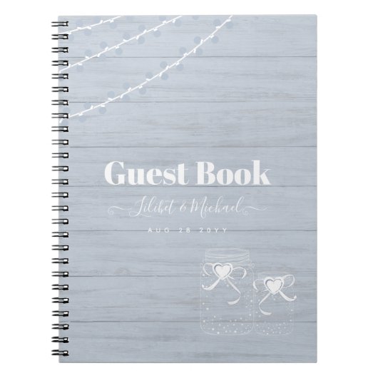 BOHO Stofblauwe Driftwood Muurvaas Bruiloft Notitieboek (Voorkant)