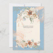 Boho Stofblauwe Pampasgras Bruiloft Save The Date (Achterkant)
