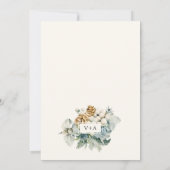 Boho Stofblauwe Trouwuitnodiging Kaart (Achterkant)