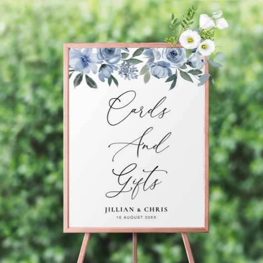 boho stoffig blauw bloemen Kaarten & Geschenken te Poster