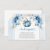 Boho stoffig blauw en goud pompoen boek aanvraag informatiekaartje (Voorkant / Achterkant)