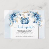 Boho stoffig blauw en goud pompoen boek aanvraag informatiekaartje (Voorkant)