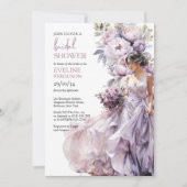 Boho stoffig paarse bloemengroen vrijgezellenfeest kaart (Voorkant)