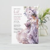 Boho stoffig paarse bloemengroen vrijgezellenfeest kaart (Staand voorkant)