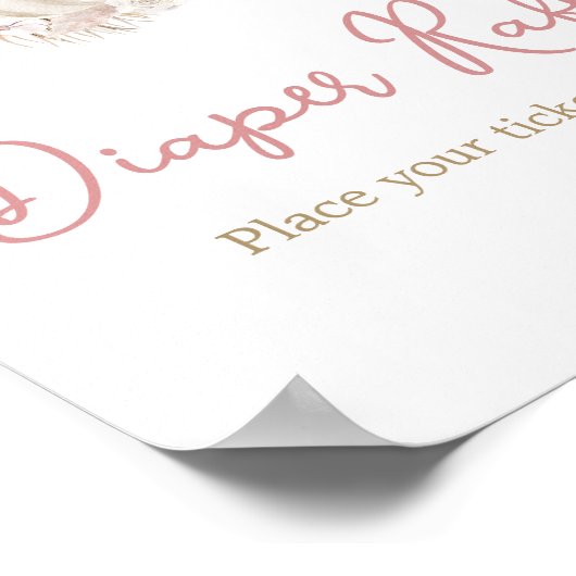 Boho Stoffig Roos Pompoen Baby shower Luier Raffle Poster (Hoek)
