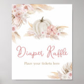Boho Stoffig Roos Pompoen Baby shower Luier Raffle Poster (Voorkant)