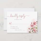 Boho stoffig roos waterverf bloemenbruiloft RSVP kaartje (Voorkant)