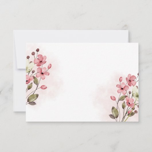 Boho stoffig roos waterverf bloemenbruiloft RSVP kaartje (Achterkant)