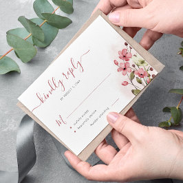 Boho stoffig roos waterverf bloemenbruiloft RSVP kaartje