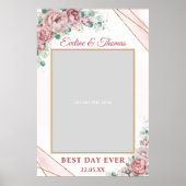 Boho stoffig roze bloem gouden bruiloftsfoto prop poster (Voorkant)