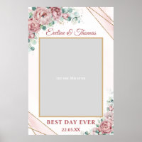 Boho stoffig roze bloem gouden huwelijksfotoprop