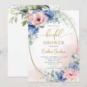 Boho stoffig roze stoffig blauw rustiek vrijgezell kaart (Voorkant / Achterkant)