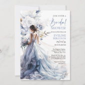 Boho stoffige blauwe bloemeneucalyptus bruidsjurk kaart (Voorkant)