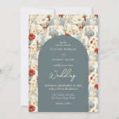 Boho stoffige blauwe en terracotta wilde bloemen b kaart (Voorkant)