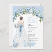 Boho stoffige blauwe pioenen bruidsjurk groen kaart (Voorkant)