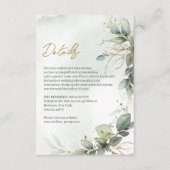 Boho stoffige groene bladeren gouden lijsten detai informatiekaartje (Voorkant)