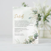 Boho stoffige groene bladeren gouden lijsten detai informatiekaartje (Staand voorkant)