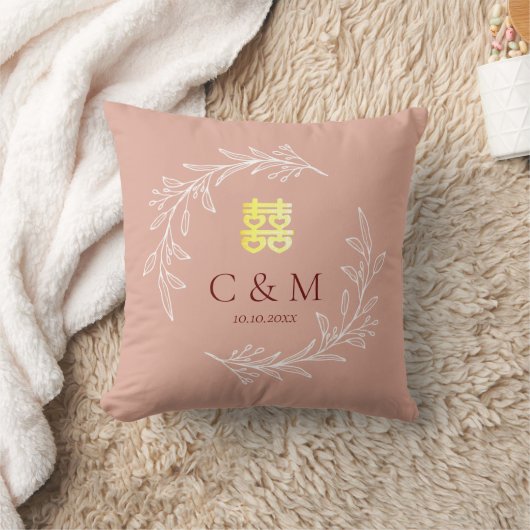 Boho stoffige roze bladkrans moderne Chinese bruil Kussen (Deken)