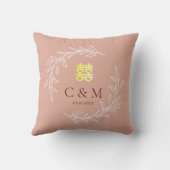 Boho stoffige roze bladkrans moderne Chinese bruil Kussen (Achterkant)