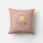Boho stoffige roze bladkrans moderne Chinese bruil Kussen (Voorkant)