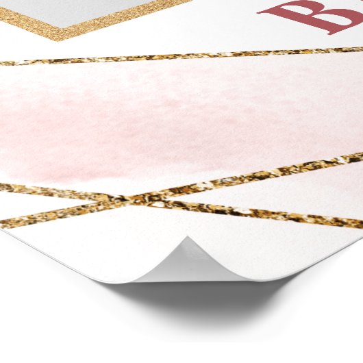 Boho stoffige roze bloem gouden bruiloft foto prop poster (Hoek)