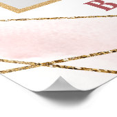 Boho stoffige roze bloem gouden bruiloftsfoto prop poster (Hoek)