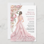 Boho stoffige roze pioenen pampas gras eucalyptus kaart (Voorkant)