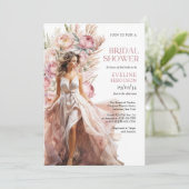 Boho stoffige roze pioenen pampas gras eucalyptus kaart (Staand voorkant)