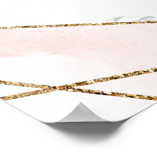 Boho stoffige roze rozen eucalyptus Proefbruiloft  Poster (Hoek)