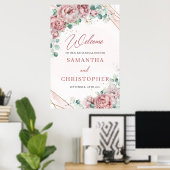 Boho stoffige roze rozen eucalyptus Proefbruiloft Poster (Thuiskantoor)