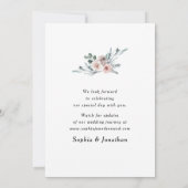 Boho Stofrozen Roze Rozen Bloemige Groene Bruiloft Save The Date (Achterkant)