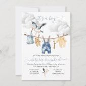 Boho Stork Baby shower Clothesline Kaart (Voorkant)