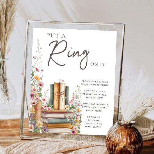Boho Storybook Bloemen "Zet er een ring op" Bruid Poster