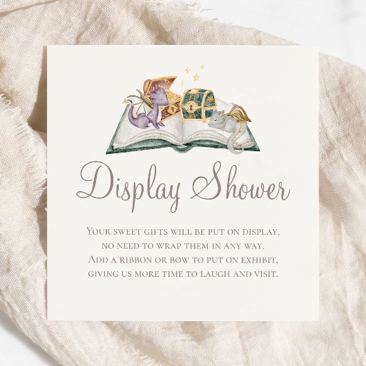Boho Storybook Dragon Baby shower Display Douche Informatiekaartje
